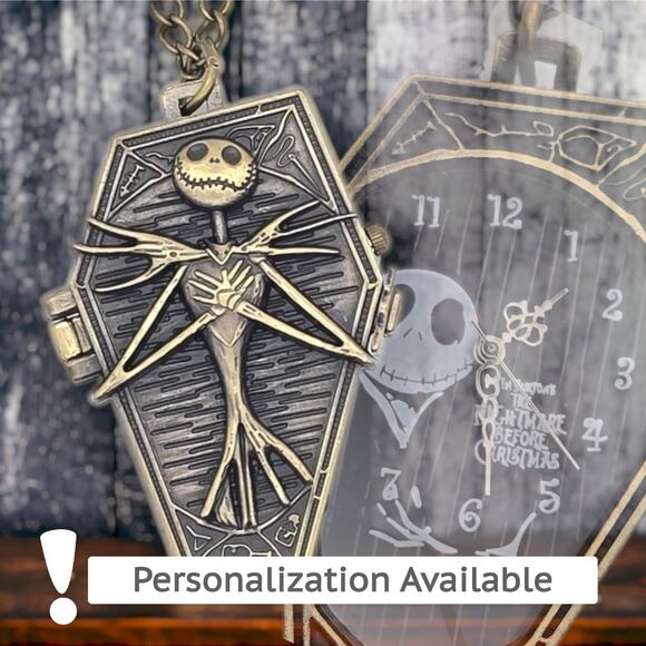 Jack Coffin Pocket Watch - Pendant Gift for Nightmare Fans Halloween Christmas - Picture 1 of 9